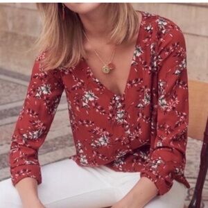 Sezane Heloise blouse, red, size 4 (EU 36)